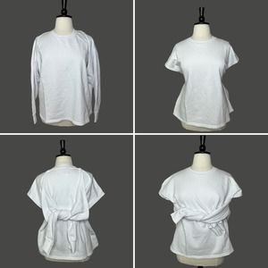 Sandrine Rose Convertible L/S S/S Distressed Sweatshirt White Women Medium NWT